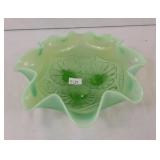Unique green glass candy dish