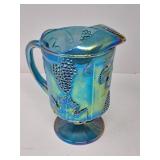 Blue carnival Glass Large water pitcher