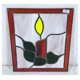 Stained glass with candle design