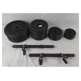 Assortment of steel weights  and other exercise