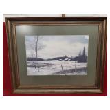 John Heath Signed Winter Scene Print. Framed