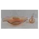 Marigold Carnival Glass Bowl and Amber Marigold