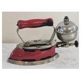 Antique Coleman Red Enamel Gas Iron