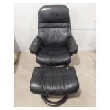Black pleather swivel chair with Ottoman