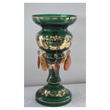 13" Green Gold Mantle Lustre with Prisms