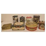 8 vintage tins.