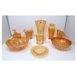 Vintage orange carnival Glass serving bowls,
