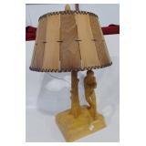 Wooden Carved Table Lamp