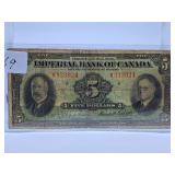 Rarer 1934 Imperial Bank of Canada Five Dollar