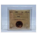 ICCS Graded Specimen 'Red' 1981 Canada Penny