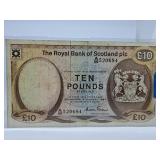 Rarer 1984 Royal Bank of Scotland Ten Pound Bill