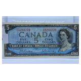 Uncirculated 1954 Canada Five Dollar Bill