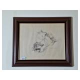 Framed Carle Hoctwitz sketch. 25 1/2' l x 21 1/2'