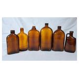 Vintage Hiram Walker Amber Glass Whiskey Bottles