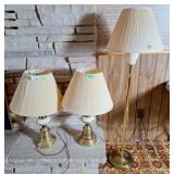 1 floor lamp and 2 table top lamps. 56' h & 28' h