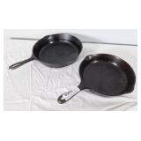 Pair of cast iron frying pans. 9' & 10'