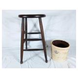 2 gallon crock and stool (24' high)