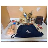 Paint brushes, shoe polish, glue, space heater
