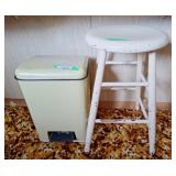 Garbage can and stool. Stool is 22' high