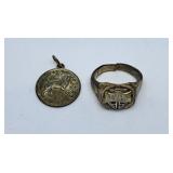 Sterling Pendant and Birks Sterling Ring. Ring is