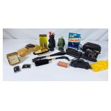 Avon Bottles, Shoe Brush Set, Travel Clock,