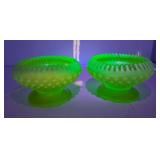 Vintage Fenton Uranium Hobnail Candle Holders