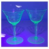 Pretty Green Uranium Glasses - Each Glass has One