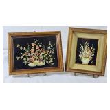 Vintage Framed Seashell Floral Art - Largest is