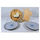 Rabbit Themed Wood Cutting Boards, Cobalt Blue &