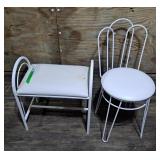 White Steel Frame chair and stool perfect for
