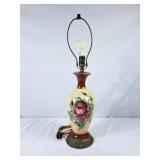 Lovely Vintage Hand Painted Floral Table Lamp -