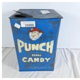 Handpainted "Punch Brand Candy" Tin. 9"w 10"d