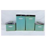 Vintage Masterware Turquoise Metal Canister Set