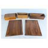 Wooden storage boxes, including Tyrrell