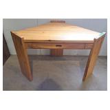 Solid wood triangular corner desk with drawer