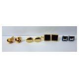 3 sets of gold tone cuff links and 1 set of
