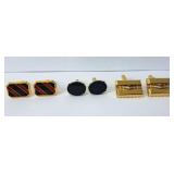 3 sets of gold tone cuff links