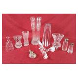 Cut Glass Vases, Heavy Glass Taper Holder, Glass