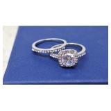 Gorgeous Glitzy size 7 ring set. Cubic zirconia.
