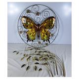 Gold tone tin wall decor Wheat 30"