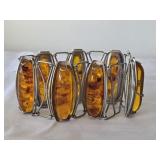 Mid Century Baltic Amber Bracelet 835 Sterling