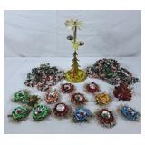 Vintage Christmas Candle Holder, Garland & Decor