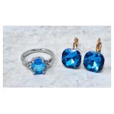 Elegant size 8 ring and gorgeous earrings with