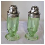Hazel Atlas Green Uranium Salt & Pepper Shakers