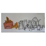15 wooden plate/painting holders, and a large