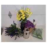 Artificial Flowers & Watering Can