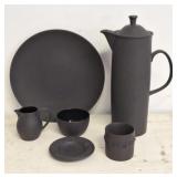 Wedgwood Matte Black coffee pot, creamer, sugar