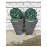 2 plastic outdoor planter boxes with artificial