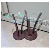 2 Nesting Round glass top tables