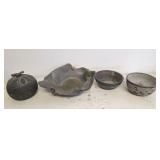 4 lovely pottery artworks. 2 signed Bolt